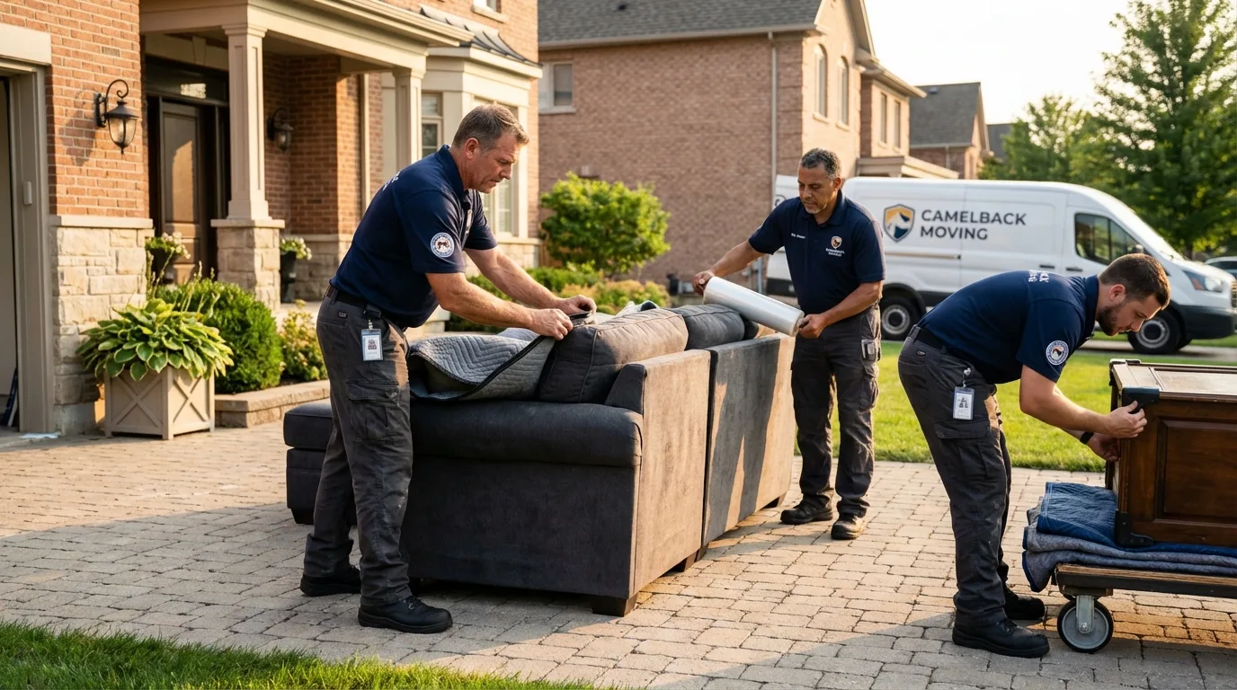 Large estate moving crew wrapping furniture in New Windsor, NY